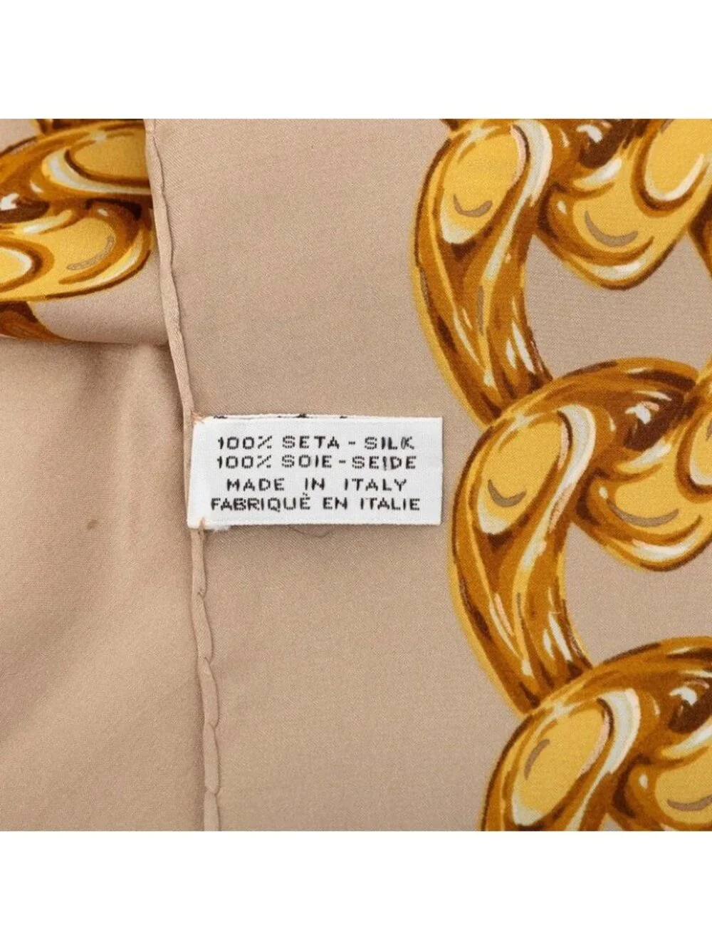 Chanel CC Logo Floral Chain Scarf Large Beige Multicolor Silk